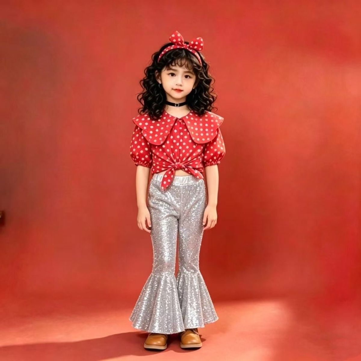 Kinders kleding set voor dans retro hong kong stijl_voghion.com