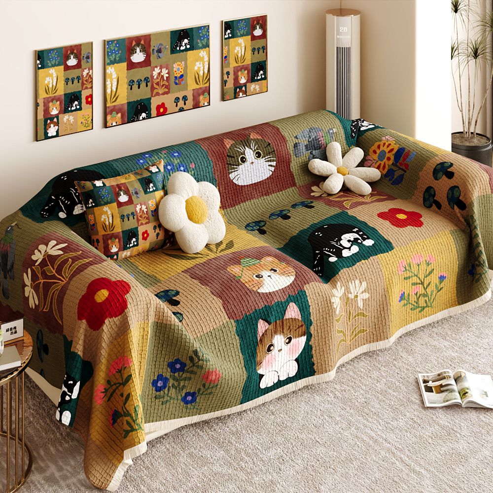 多巴胺新款可爱沙发盖布四季通用全包一片卡通全盖沙发巾套罩防滑