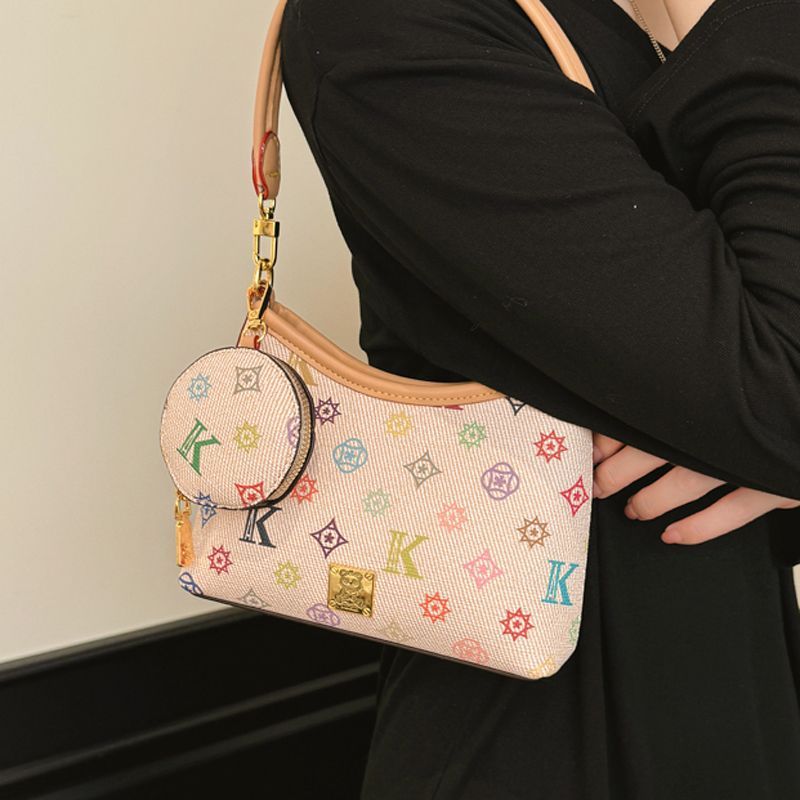 Colorful Letter Print Small For Women 2026 Summer New Korean Style Fashionable Shoulder Underarm Crossbody Hobo Bag_voghion.com