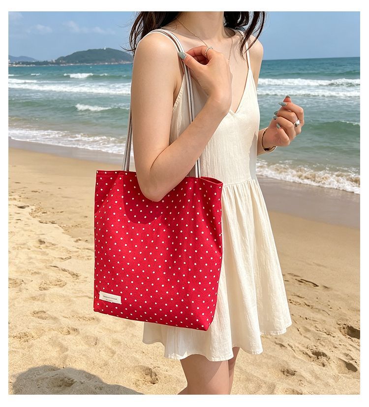 Borsa a tracolla in tela a pois, nuova tendenza stile coreano 2026, leggera, in nylon, reversibile e indossabile._voghion.com
