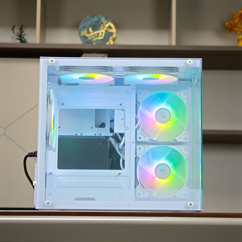 硕一魔镜V905白色海景房电脑小机箱紧凑型matx桌面台式机玻璃侧透 图片 6
