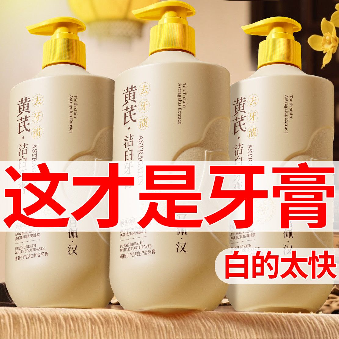 老牌国货黄芪牙膏牙齿去黄清新口气去烟渍除异味防蛀固体牙膏