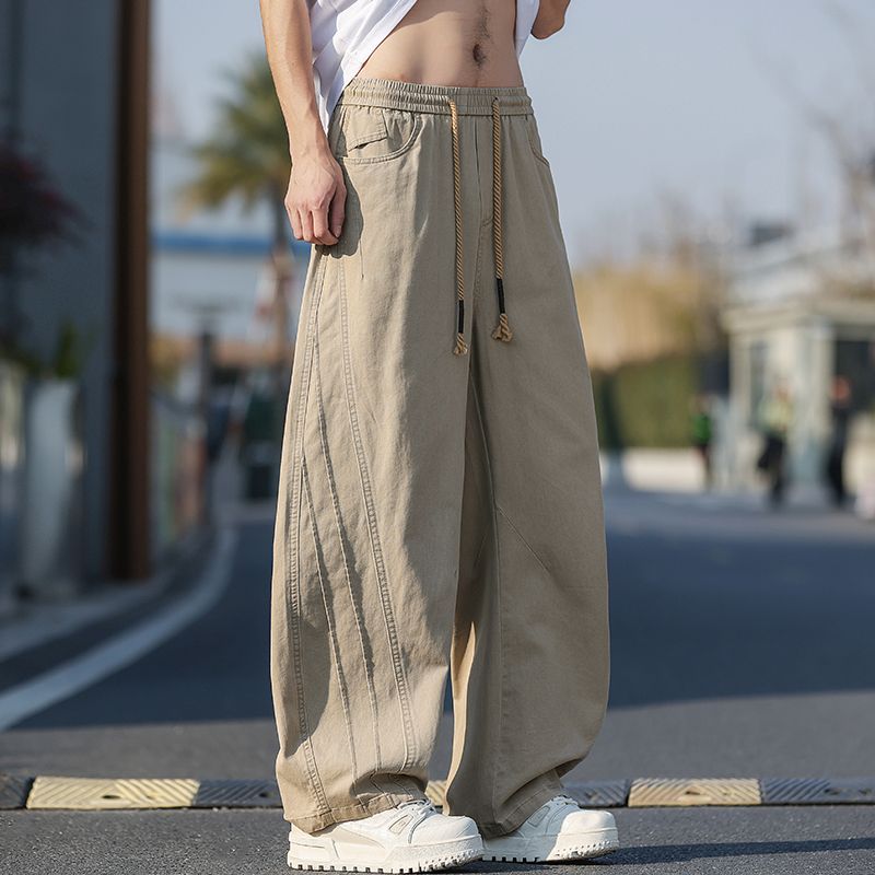 2026夏季新款美式工装裤男生潮流百搭宽松阔腿直筒休闲弯刀长卫裤