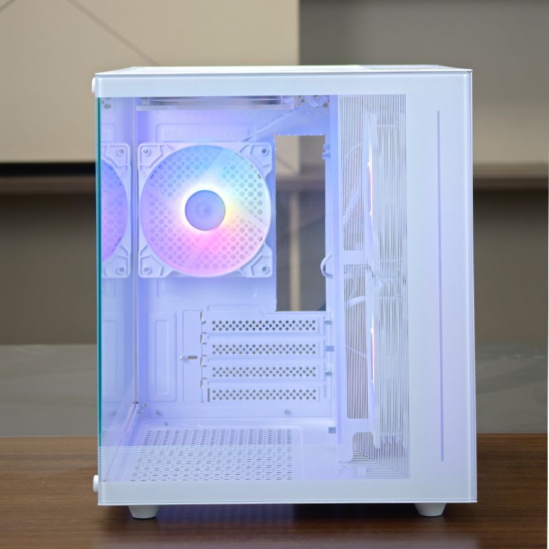 硕一魔镜V905白色海景房电脑小机箱紧凑型matx桌面台式机玻璃侧透 图片 5