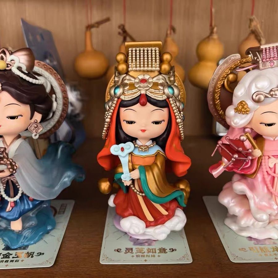 正版妈祖娘娘明盒妈祖福福贴贴迷你国潮国风潮玩女孩古风摆件宫廷