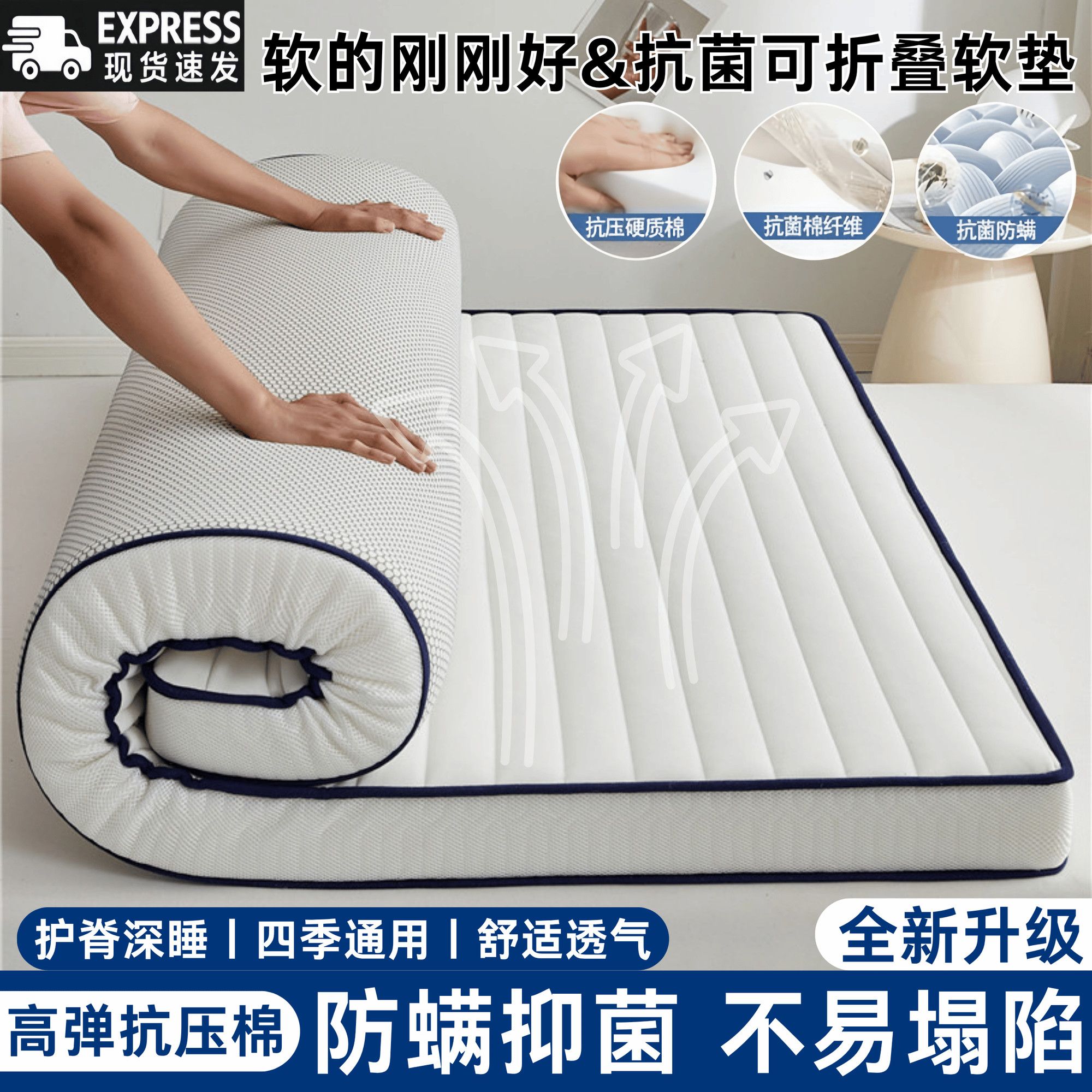 垫子加厚床垫家用双人铺底四季款单人可折叠学生宿舍褥子榻榻米软
