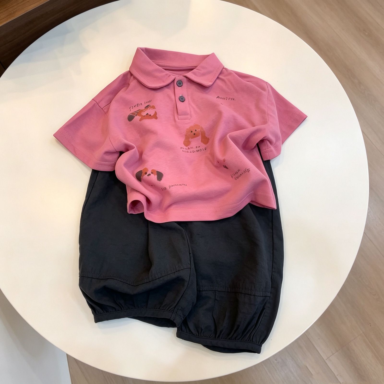 Ensemble polo et short garçon style coréen pour enfants_voghion.com