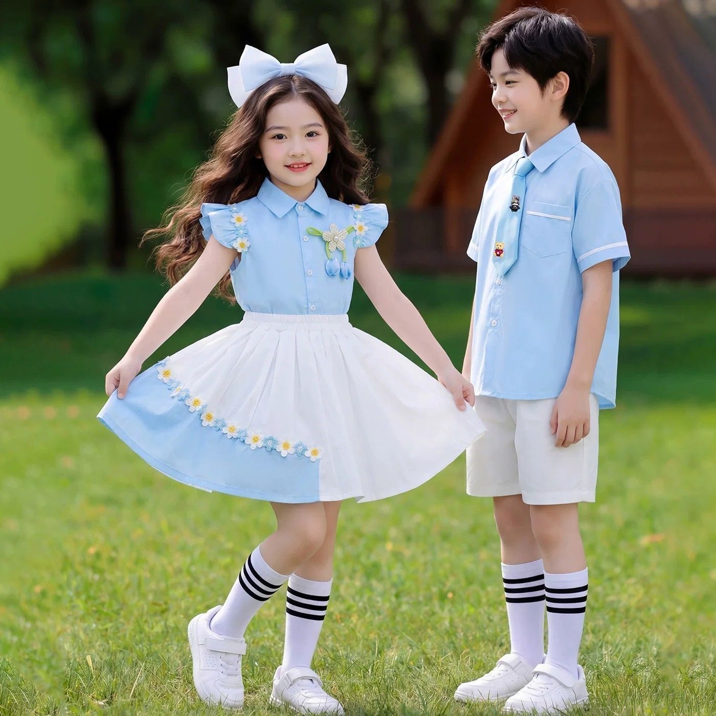 六一儿童节演出服男女童学院风合唱夏季表演服装幼儿园毕业照班服