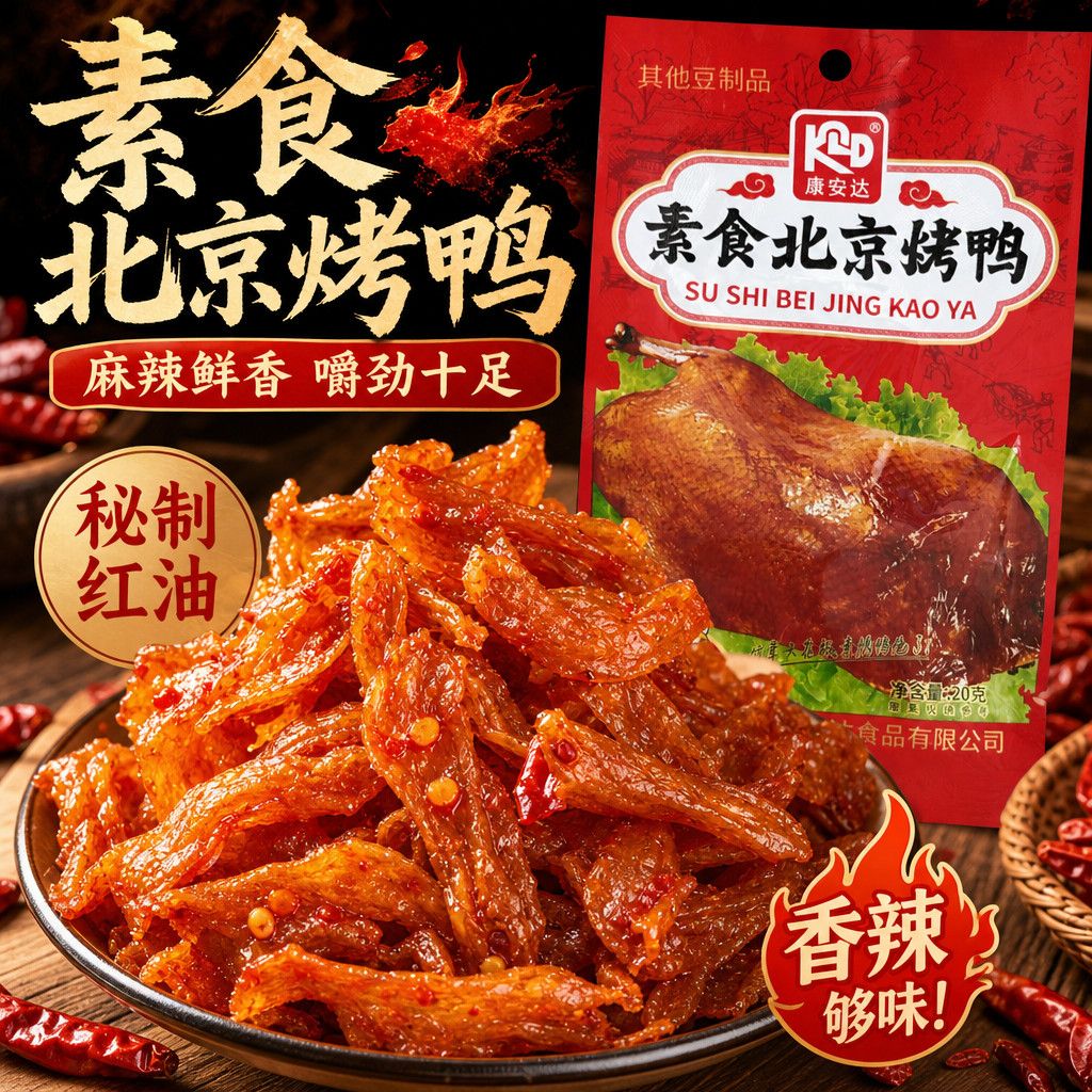 素食北京烤鸭麻辣鲜香辣条素食豆制品怀旧儿时校园麻辣条休闲零食