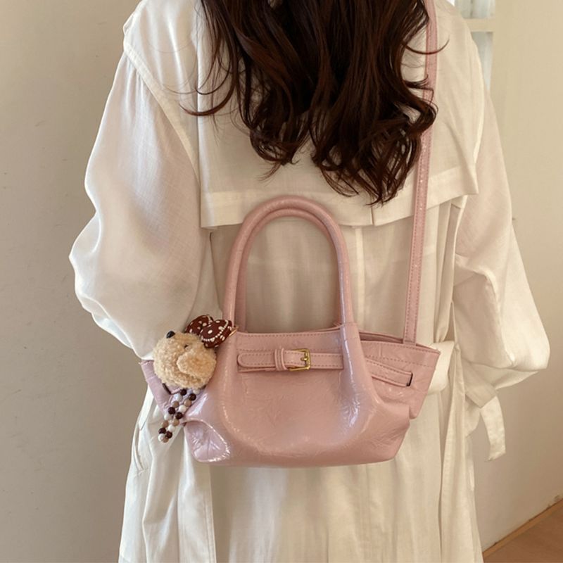 Commuting Crossbody Pleated Korean-style Exquisite Dumpling Handbag, New Seasonal Work Bucket Bag, Small Tote Bag_voghion.com