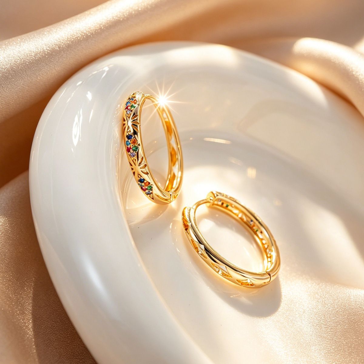 Exquisite Zircon Hoop Earrings Diamond-encrusted Luxury Style_voghion.com