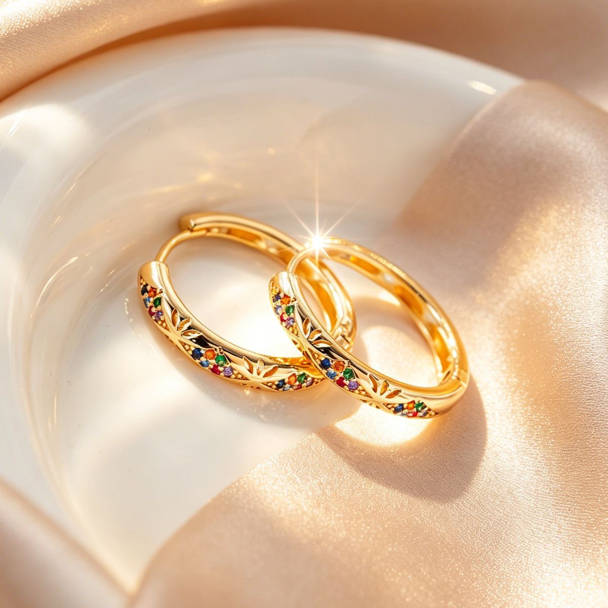 Exquisite Zircon Hoop Earrings Diamond-encrusted Luxury Style_voghion.com