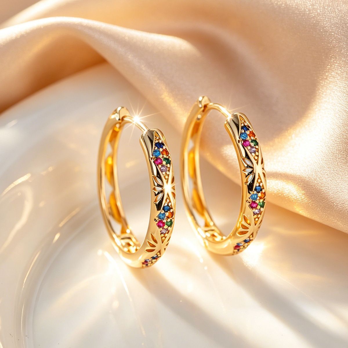 Exquisite Zircon Hoop Earrings Diamond-encrusted Luxury Style_voghion.com