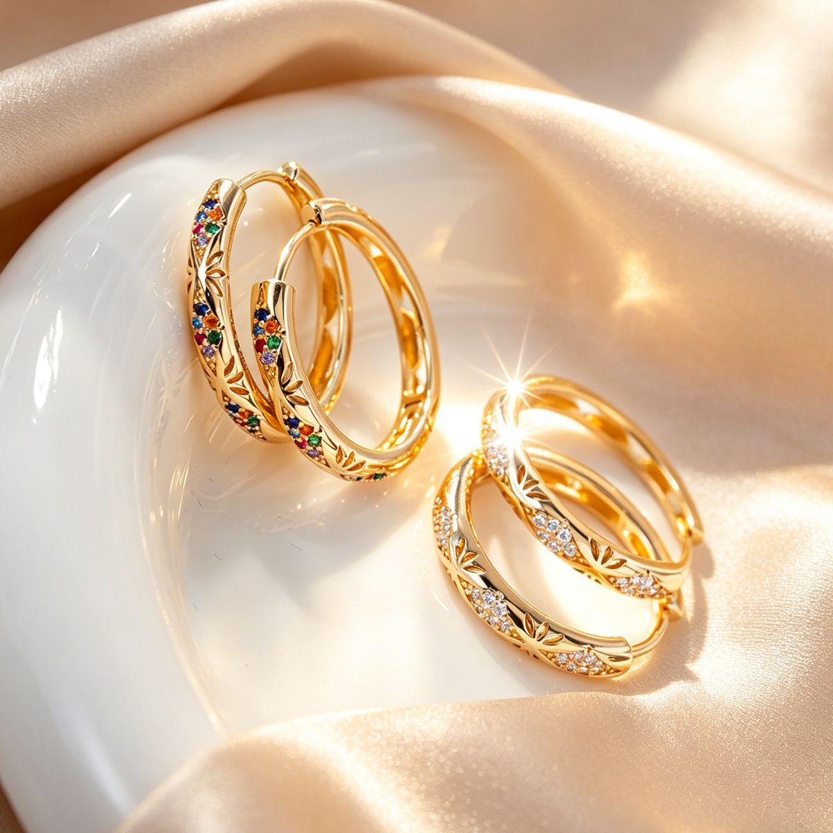 Exquisite Zircon Hoop Earrings Diamond-encrusted Luxury Style_voghion.com