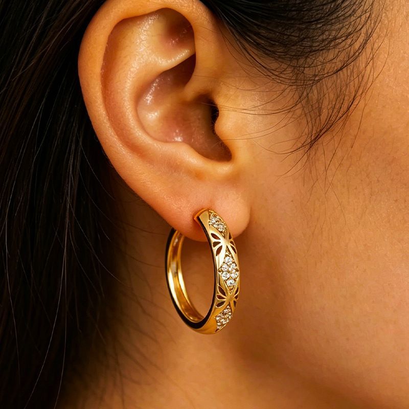 Exquisite Zircon Hoop Earrings Diamond-encrusted Luxury Style_voghion.com