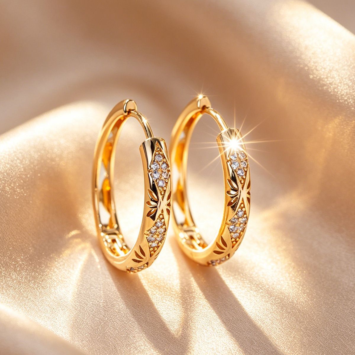 Exquisite Zircon Hoop Earrings Diamond-encrusted Luxury Style_voghion.com
