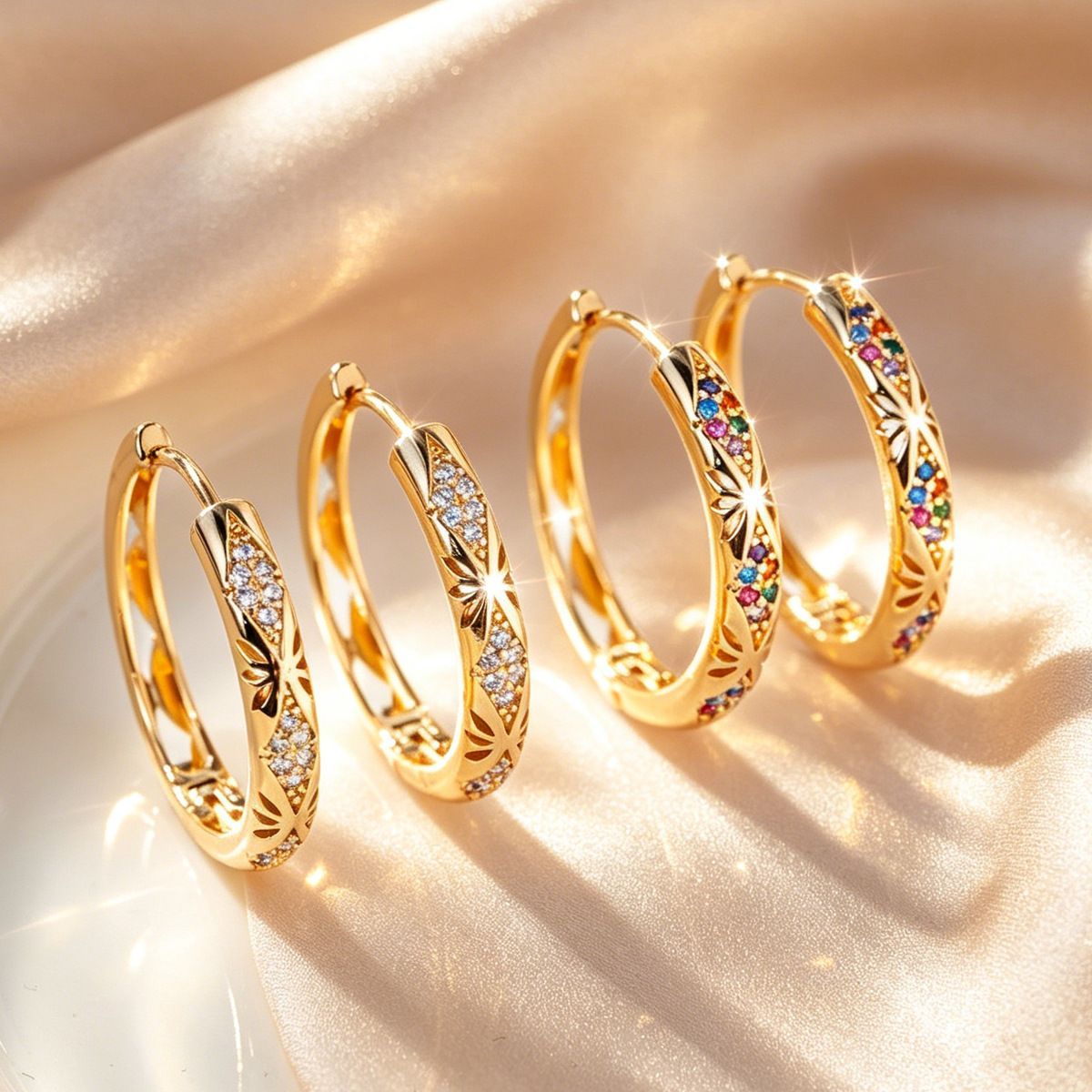 Exquisite Zircon Hoop Earrings Diamond-encrusted Luxury Style_voghion.com