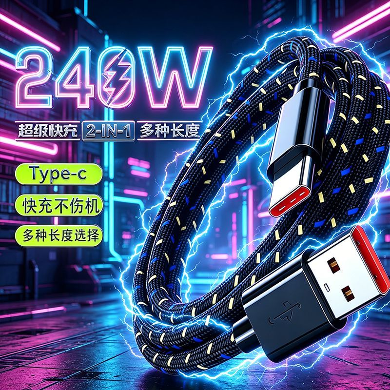Type—C超级快充240适用华为荣耀v