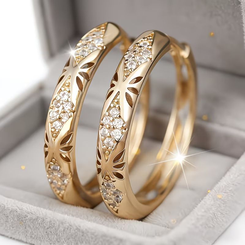 Exquisite Zircon Hoop Earrings Diamond-encrusted Luxury Style_voghion.com