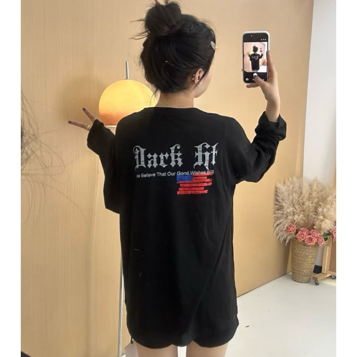Amerikanisches Retro Langarmshirt Mit Buchstaben Für Damen_voghion.com