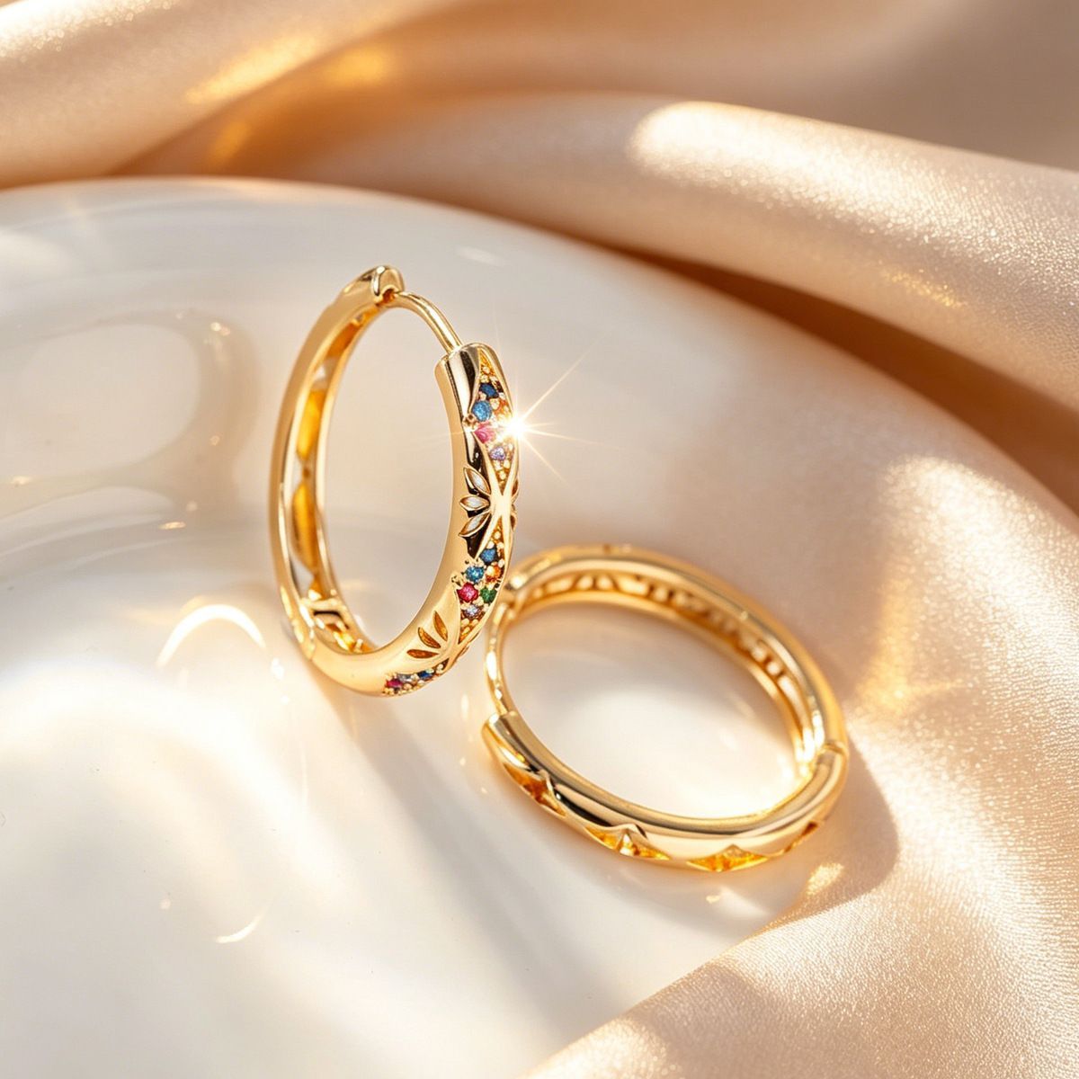 Exquisite Zircon Hoop Earrings Diamond-encrusted Luxury Style_voghion.com