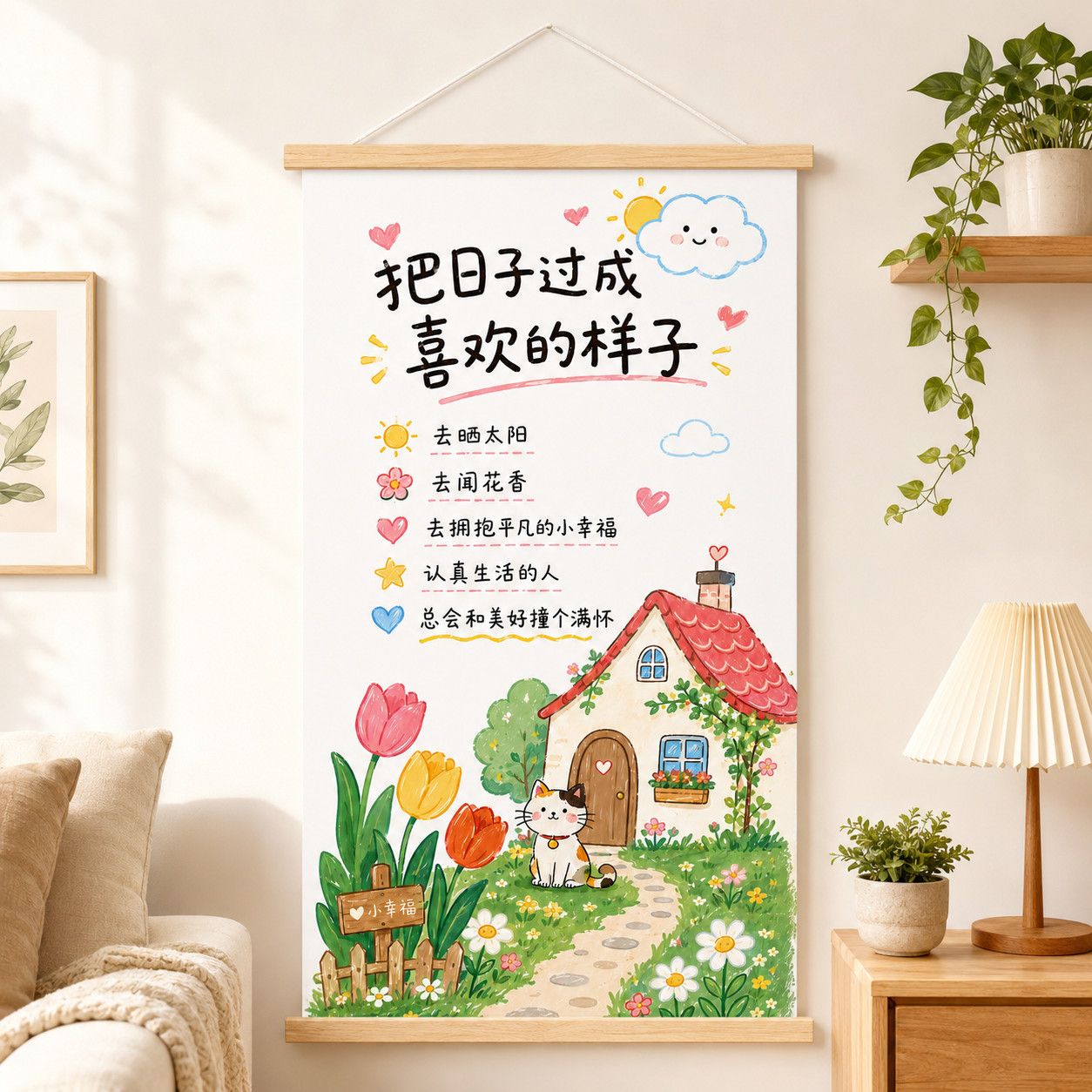治愈系油画布挂画卧室床头装饰画儿童房客厅温馨励志女生闺蜜礼物