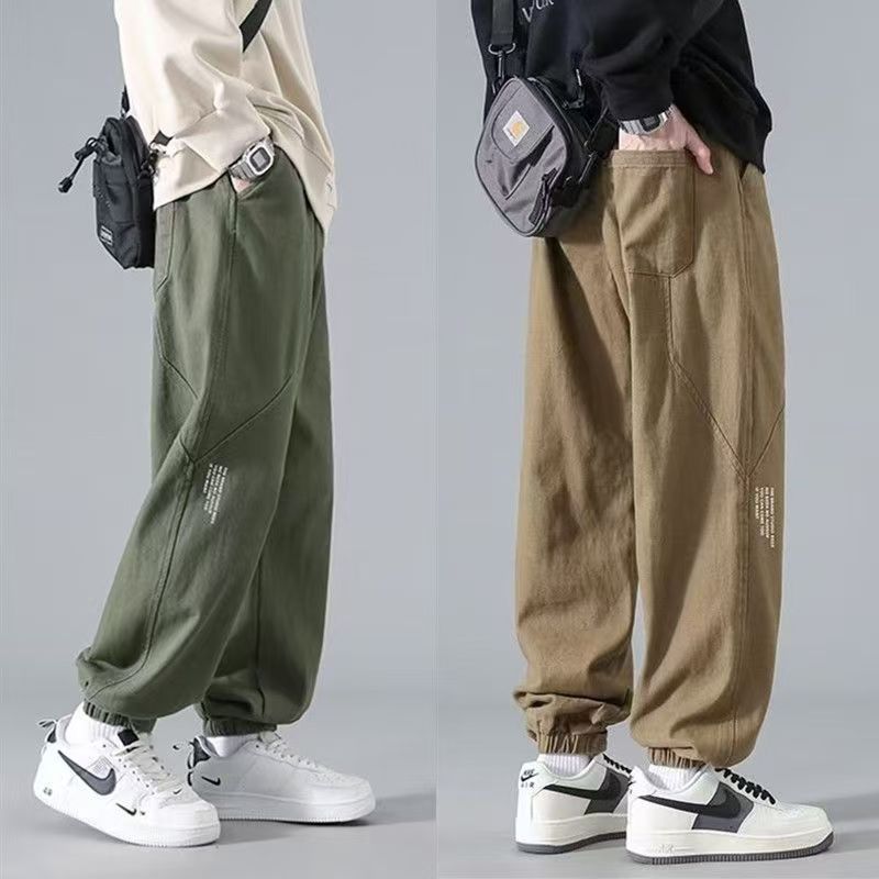 纯棉工装裤男士春秋季宽松大码束脚裤耐磨运动裤男夏季百搭休闲裤
