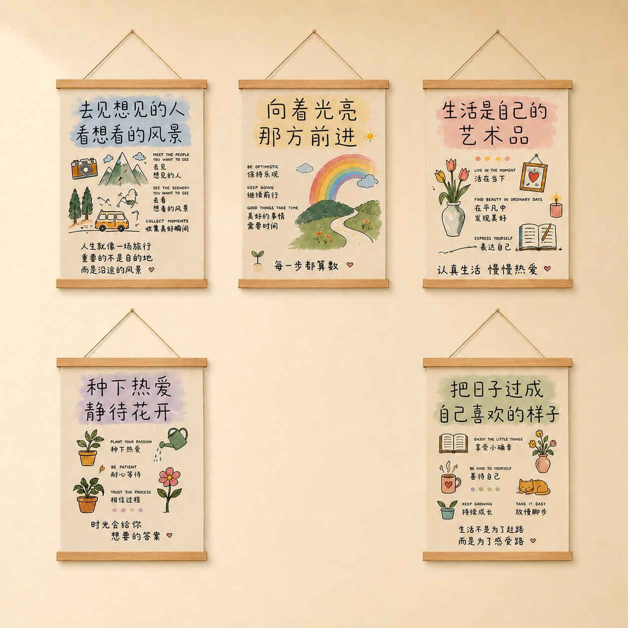 爱自己热爱生活拒绝内耗快乐挂画装饰画送朋友闺蜜礼物卧室客厅