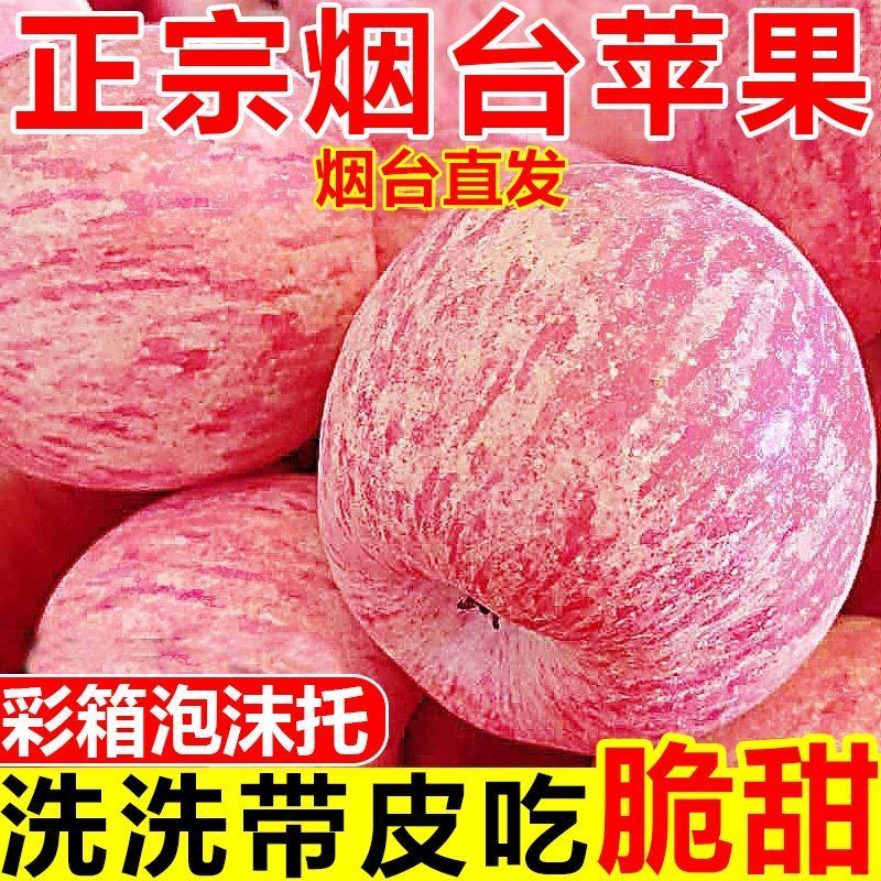 【泡沫箱】特级正宗烟台红富士栖霞苹果新鲜苹果脆甜10斤批发 图片 4