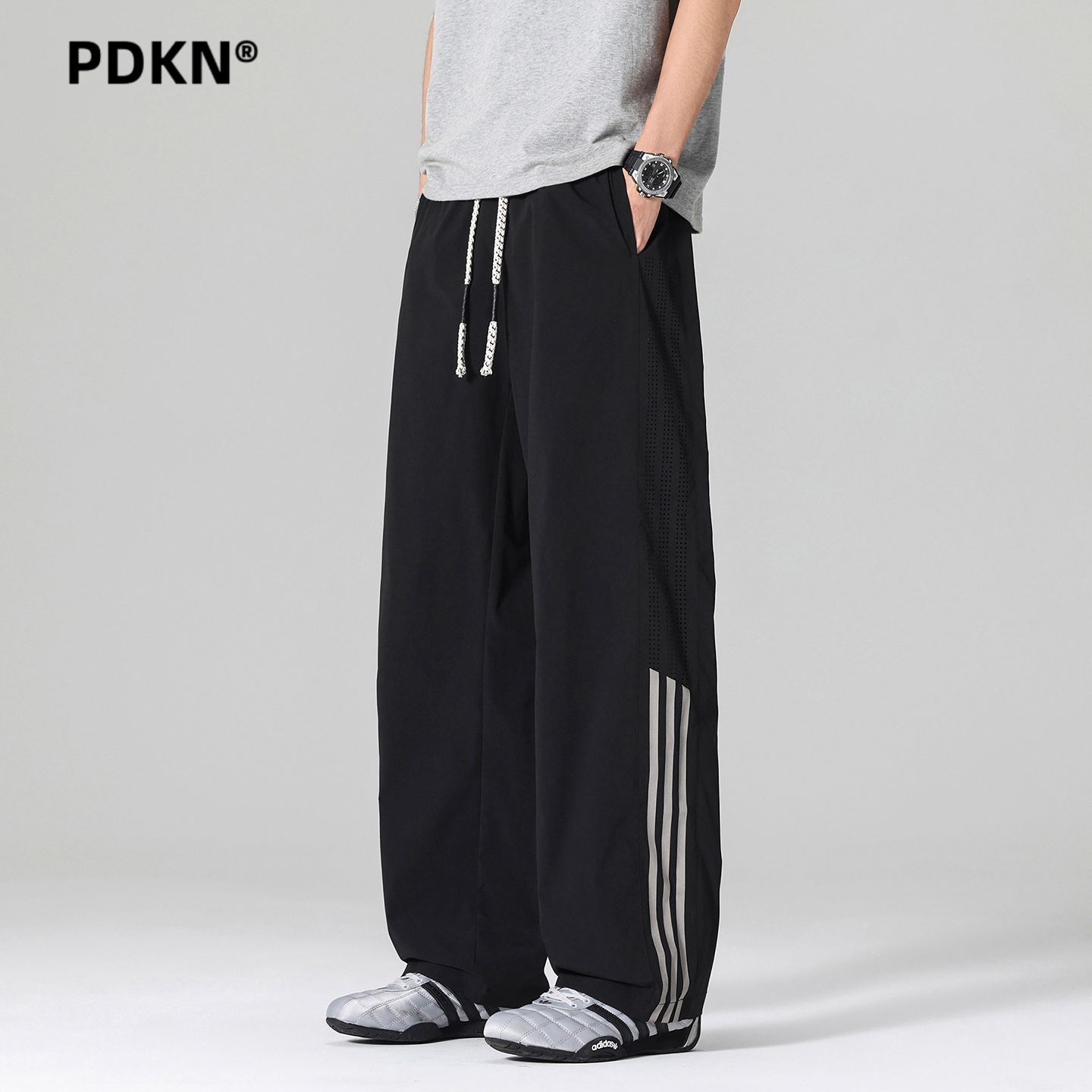 PDKN潮牌冰感弯刀休闲裤男2026夏季新款垂感四面弹透气孔速干裤子