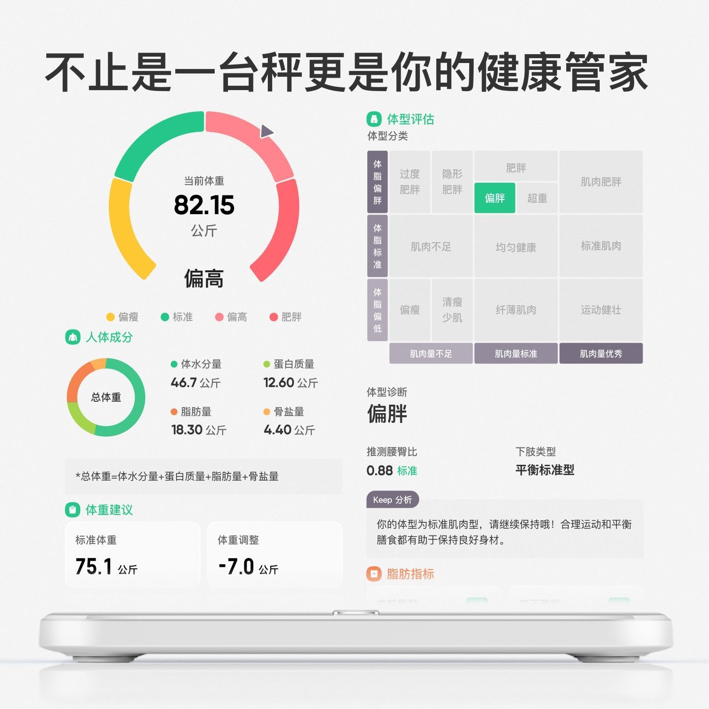 【新品上市】Keep智能体脂秤S3家用精准大秤面TypeC蓝牙电子称 图片 7