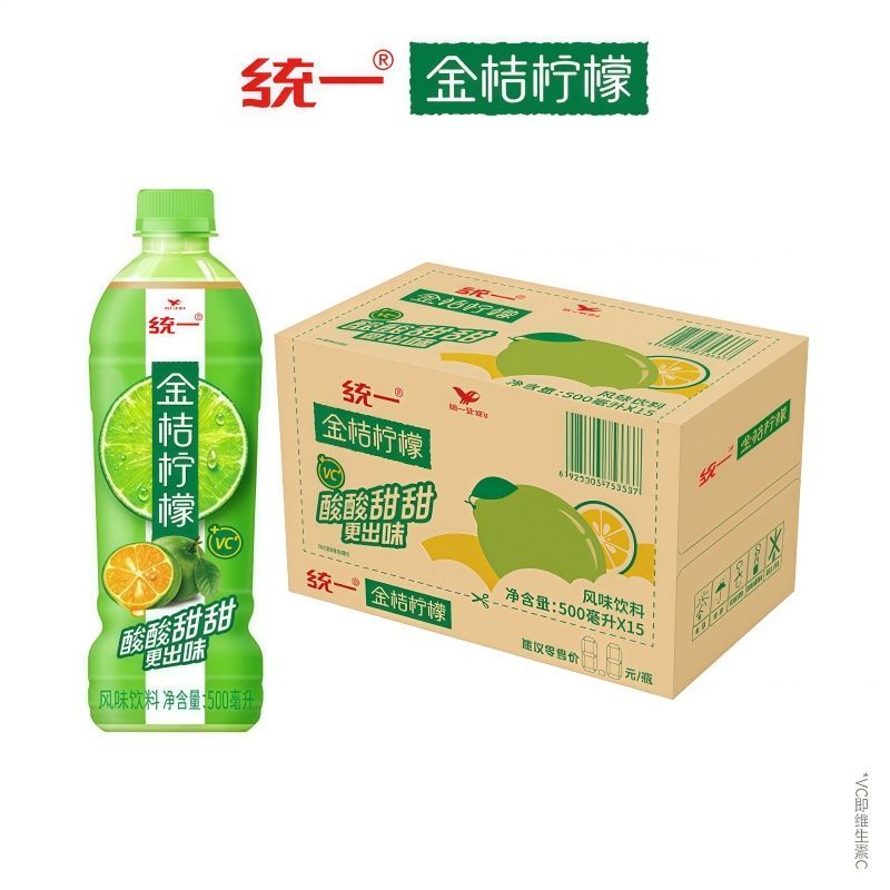 统一金桔柠檬500ml1L装大瓶整箱装茶饮料饮品产品整件夏日畅饮