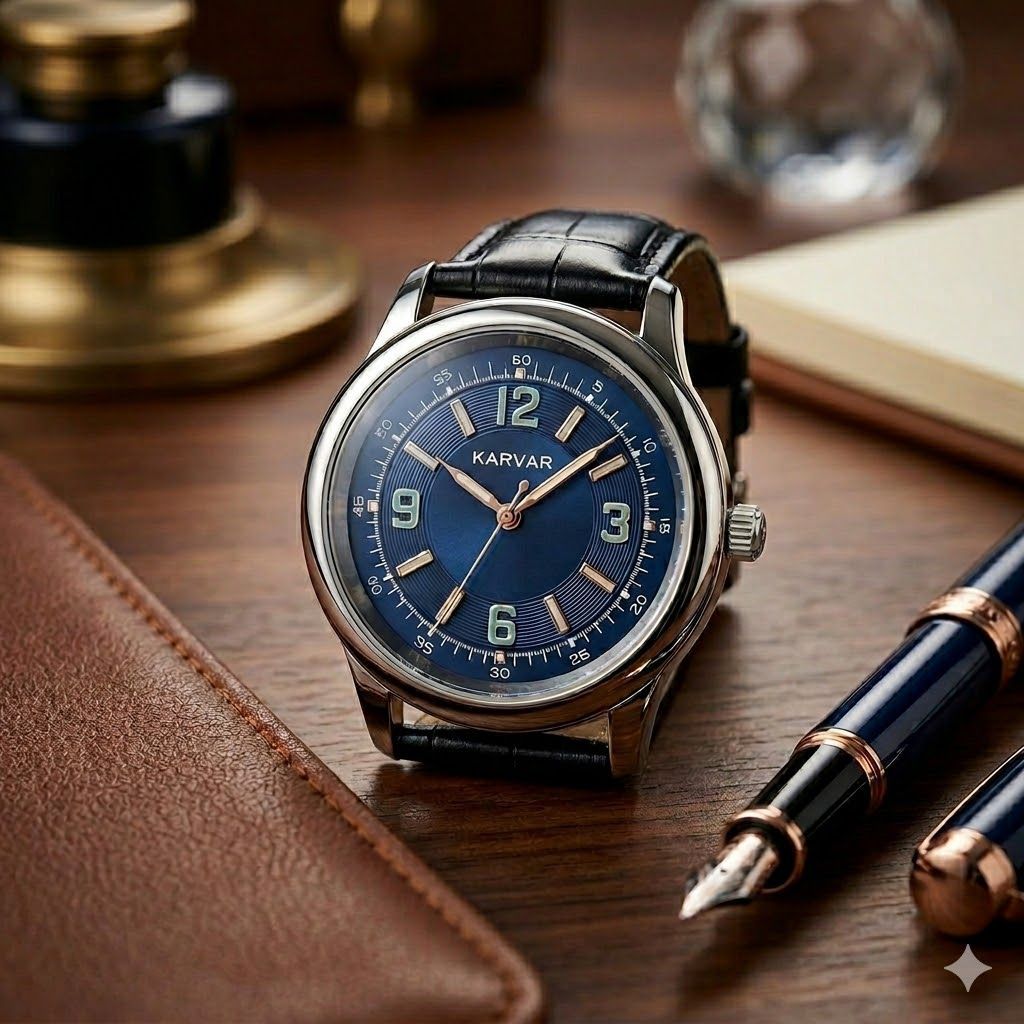 Orologio al quarzo uomo quadrante blu impermeabile ed elegante_voghion.com