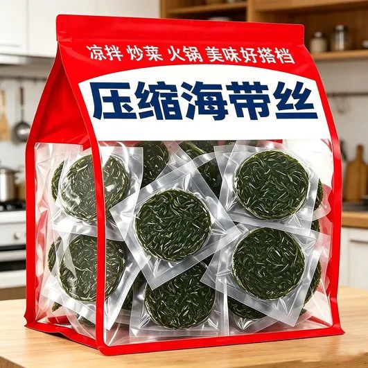 压缩海带丝高泡发圆饼干货凉拌速食菜免洗烘干独立包装22g 图片 1