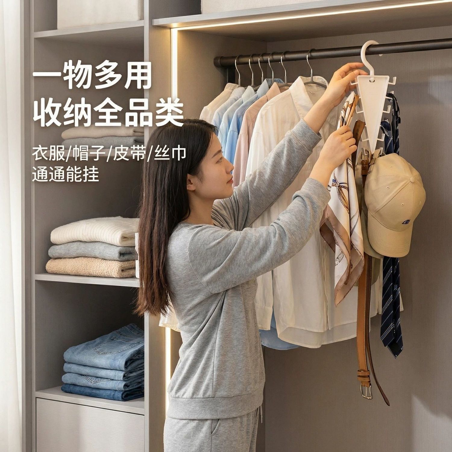 双边收纳衣柜内收纳神器学生宿舍省空间背心丝巾架多功能吊带衣架 图片 6