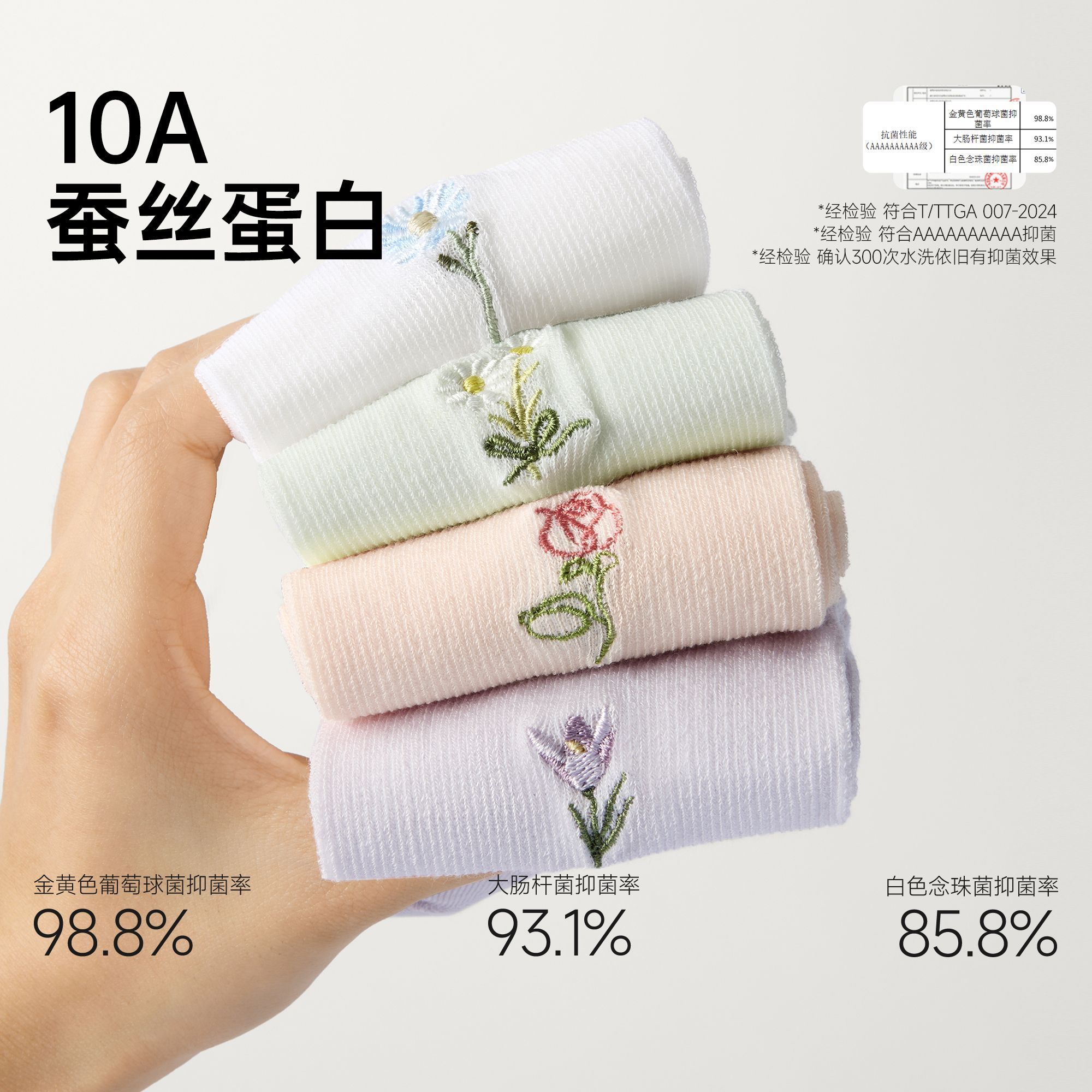 棉竹屋桑蚕丝袜子女款夏季薄款中筒网眼透气抗菌凉感夏天无骨棉袜 图片 8