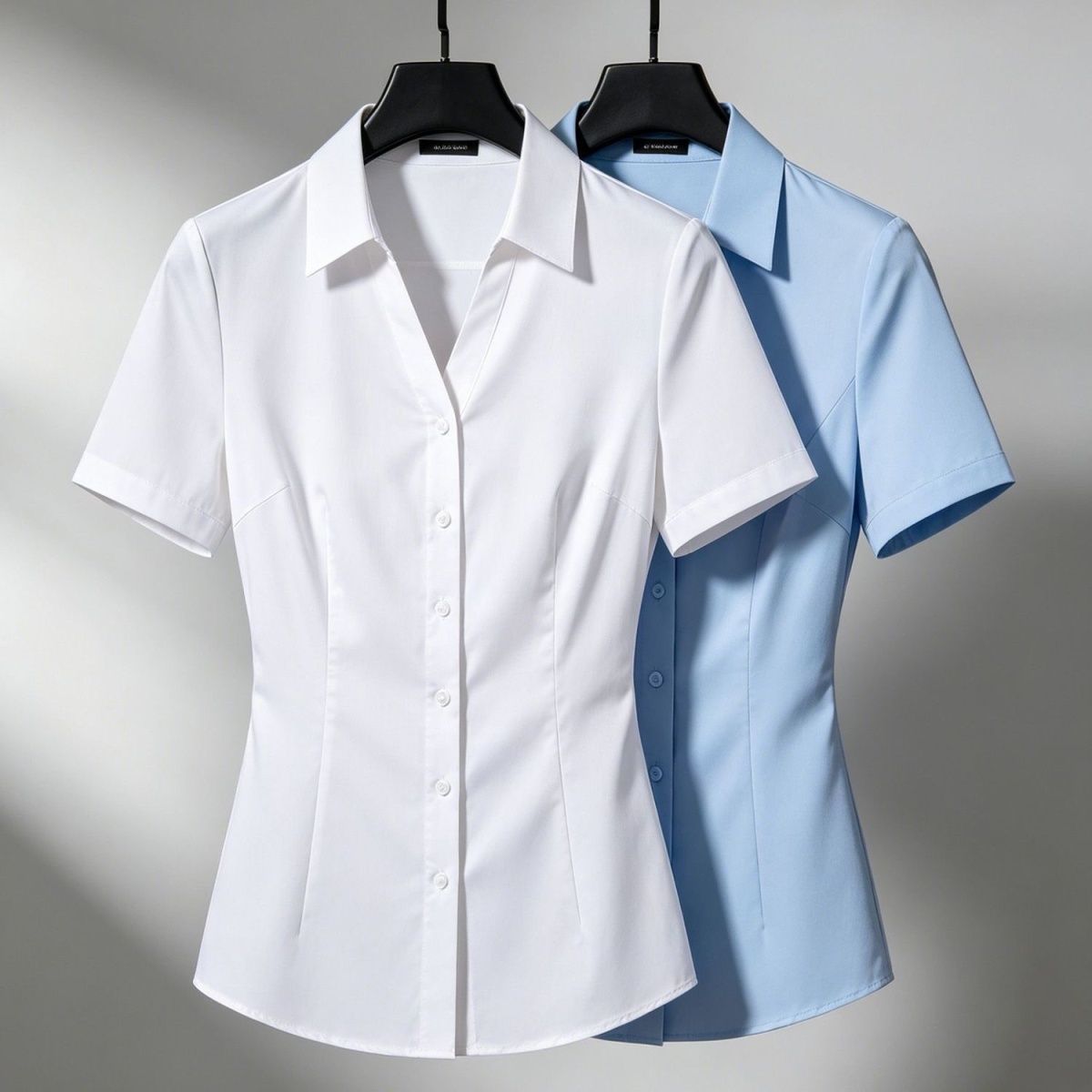【微瑕】白色衬衫短袖女工作服修身显瘦工装百搭衬衣大码职业正装