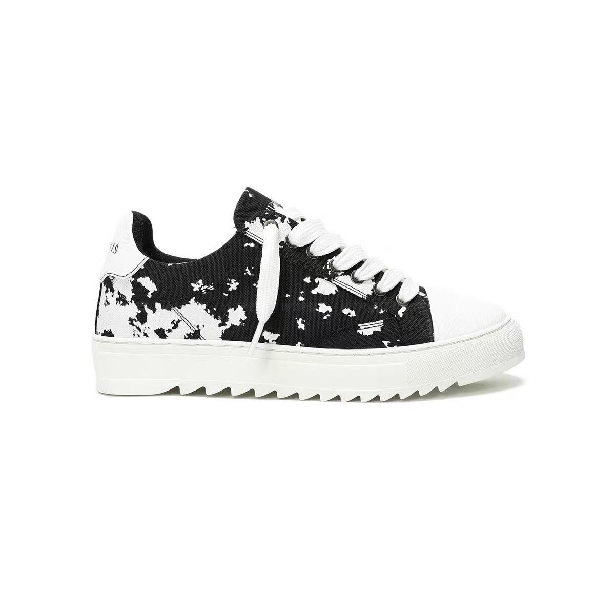 French Black And White Splatter Design Numeris Low-top Trendy Fashion Versatile Height-increasing Couple Sneakers_vogvips.com