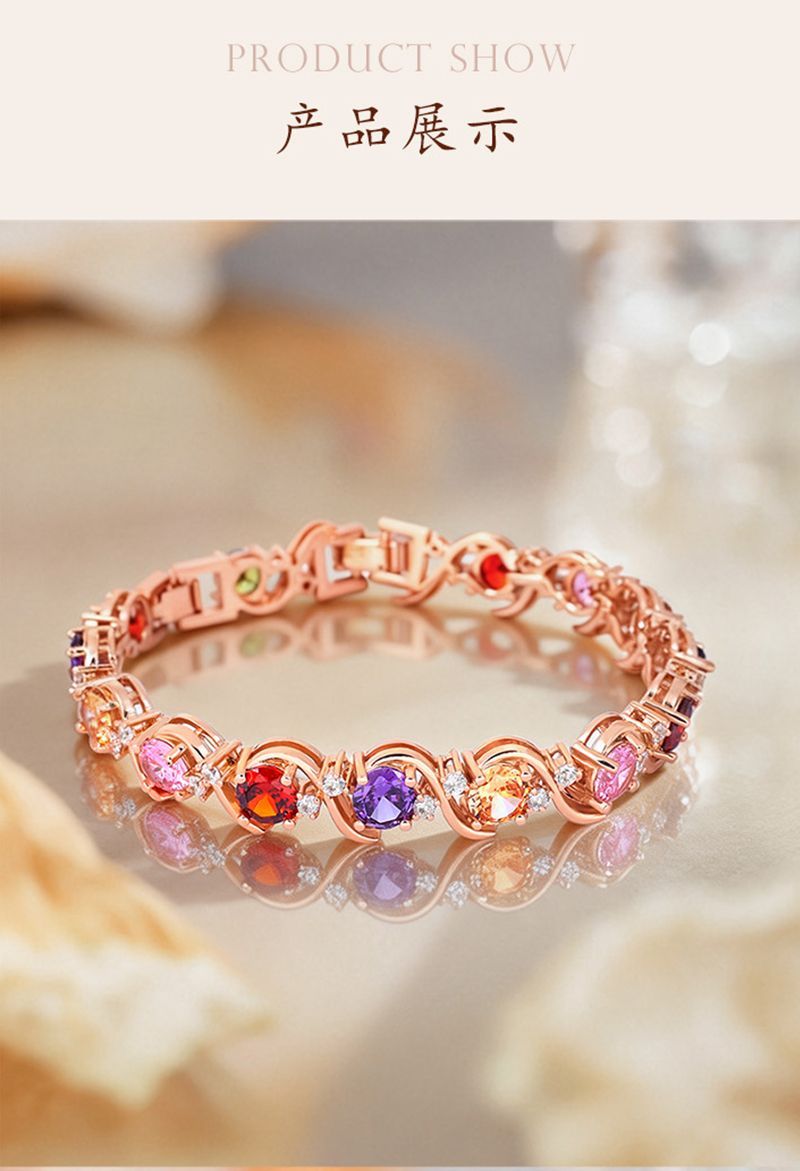 Rose Gold Crystal Zircon Bracelet detail image 6