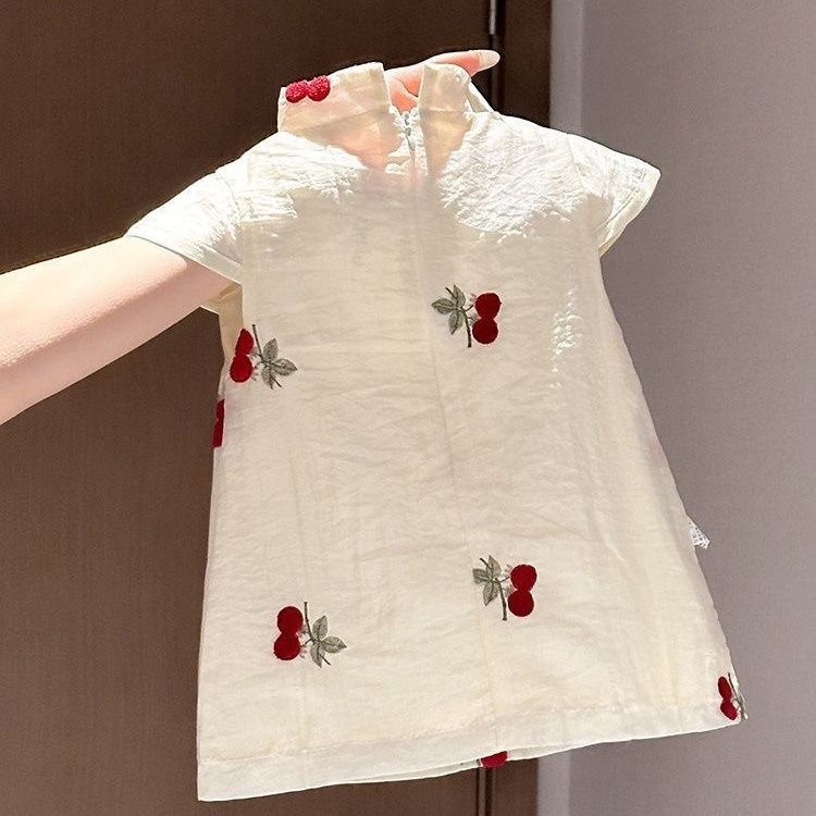 女宝宝樱桃刺绣旗袍裙|2026夏季新中式甜美公主风女婴儿夏装 图片 2