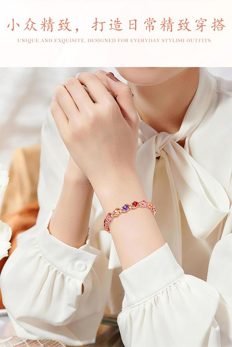 Rose Gold Crystal Zircon Bracelet detail image 11