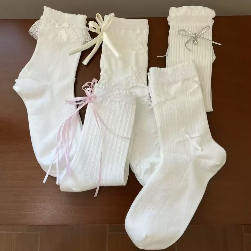 甜美夏季少女风百搭蕾丝可爱小白袜春夏蝴蝶