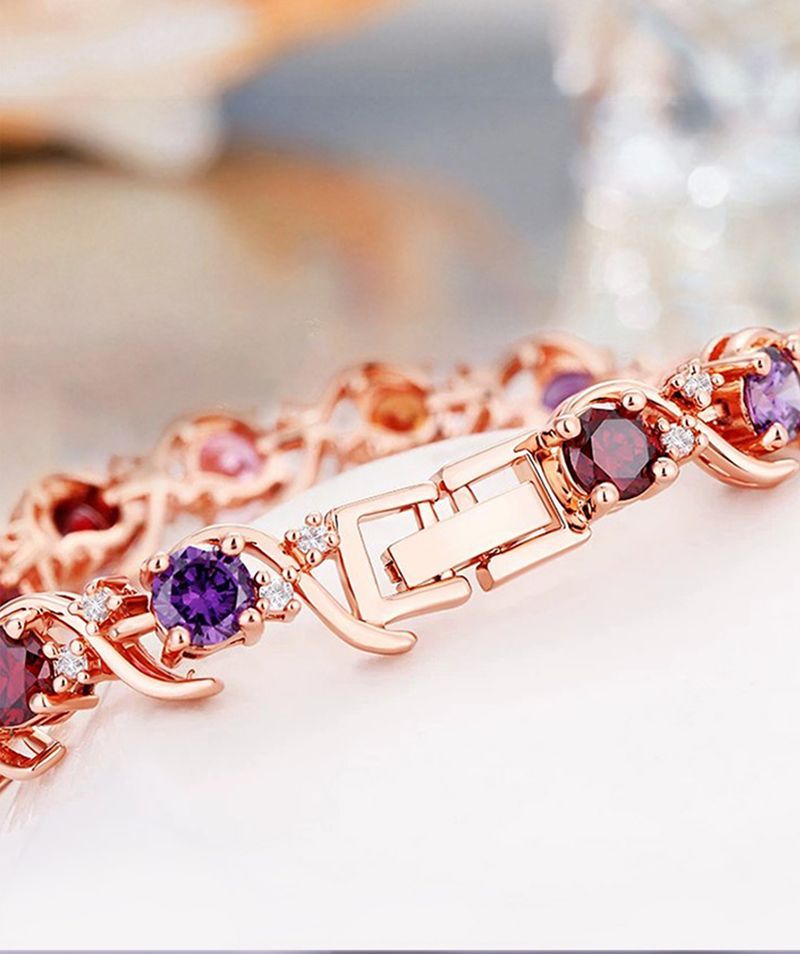 Rose Gold Crystal Zircon Bracelet detail image 7