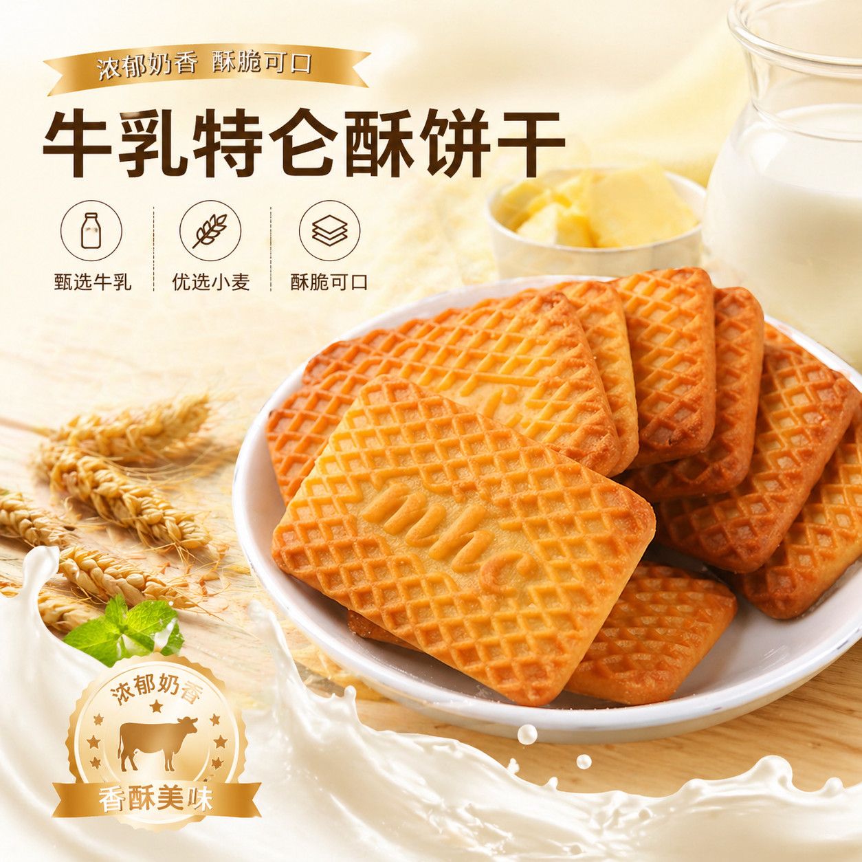 牛乳特仑苏饼干特浓老式小包装营养早餐饼干独立包装零食整箱