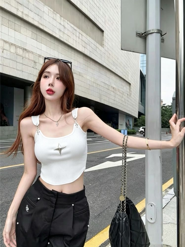 2026 Summer New Simple Ribbed Solid Color Versatile Tank Classic Gentle Slimming Top_voghion.com