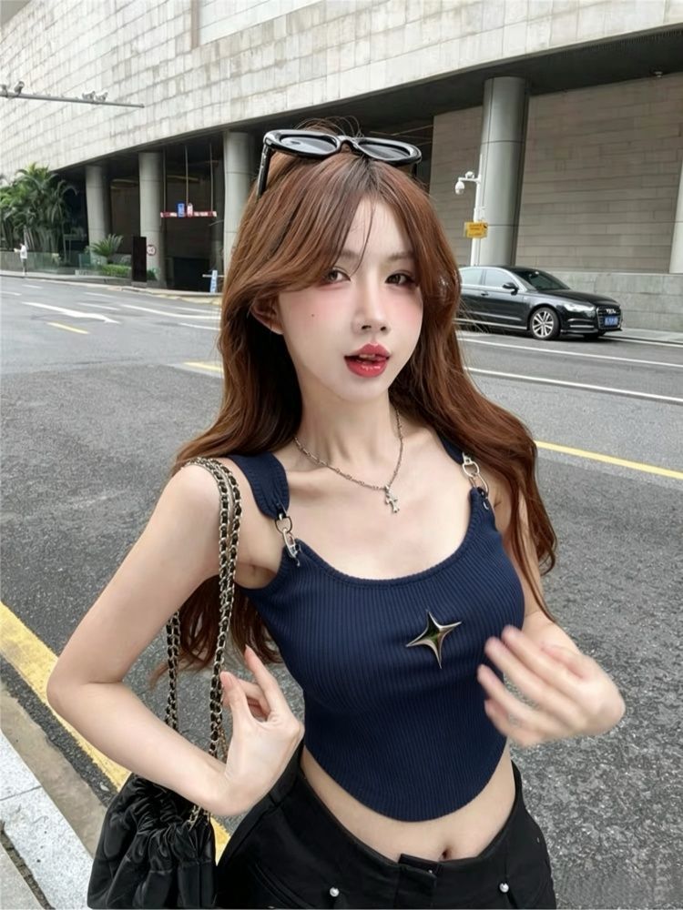 2026 Summer New Simple Ribbed Solid Color Versatile Tank Classic Gentle Slimming Top_voghion.com
