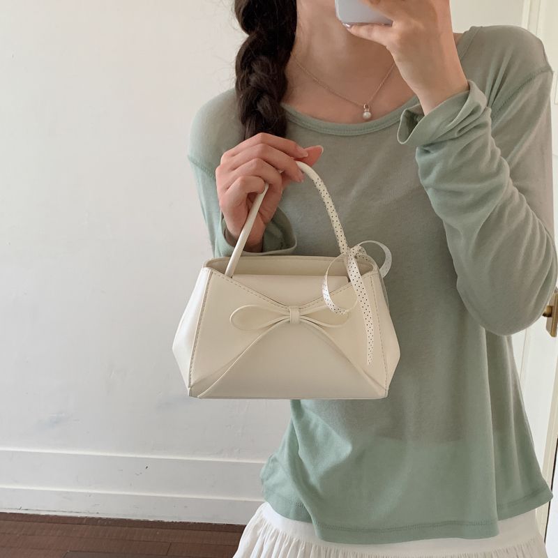 2026 New Bowknot Niche Lazy Style High-Value Handheld Small Square For Women, Fashionable Crossbody Shoulder Bag_voghion.com
