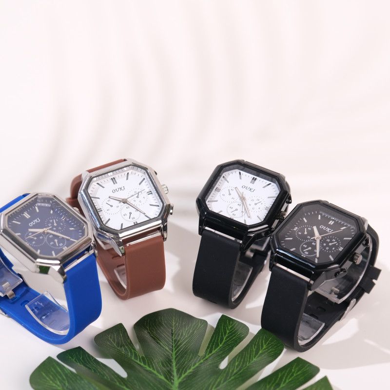 Stylish Square Men's Watch With Large Dial And Silicone Strap_voghion.com