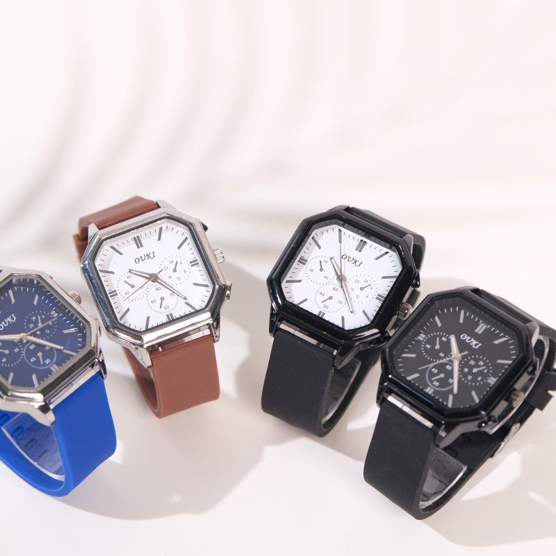 Stylish Square Men's Watch With Large Dial And Silicone Strap_voghion.com