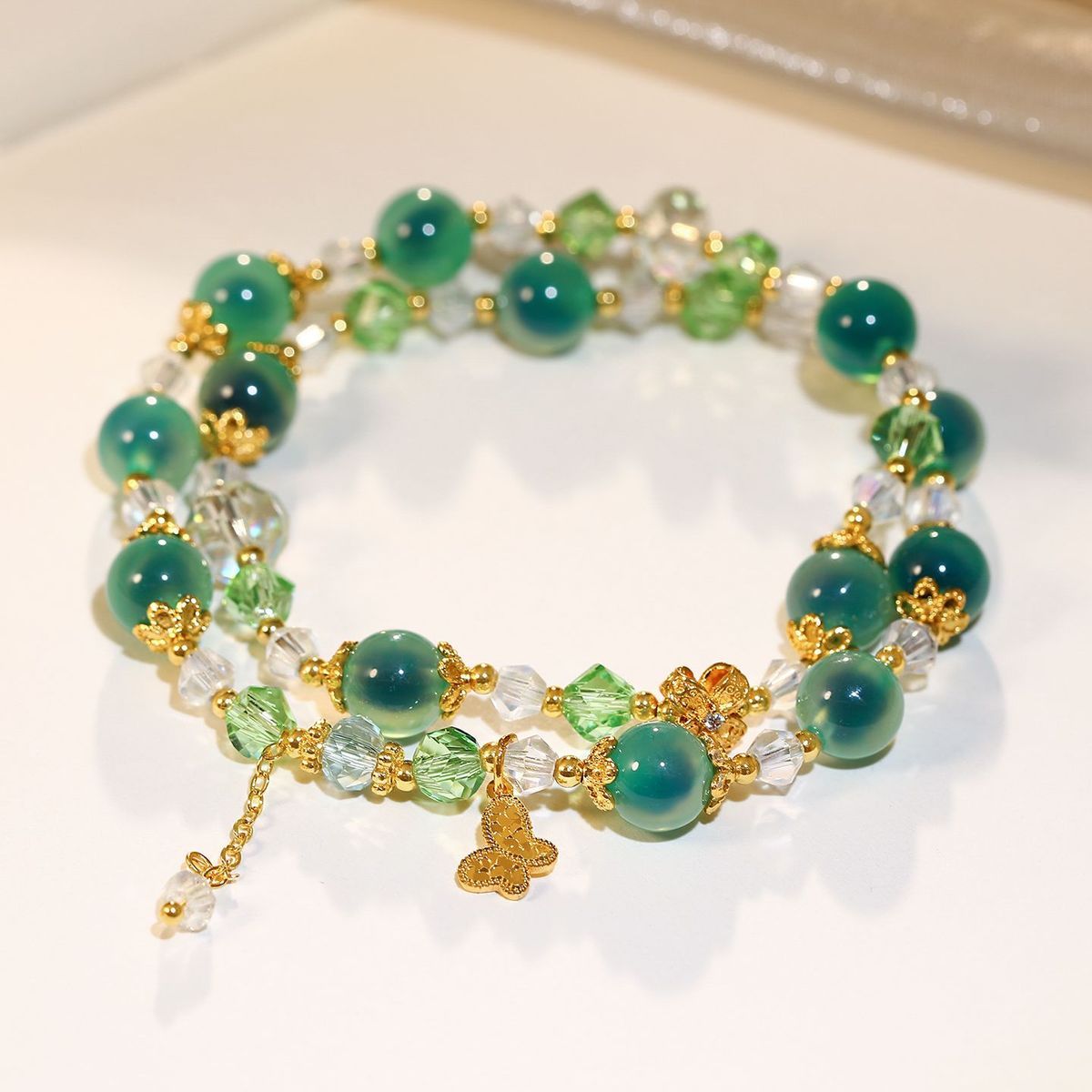 Green Crystal Beaded Bracelet detail image 19
